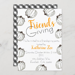 Invitation citrouille blanc chute Thanksgiving Friends