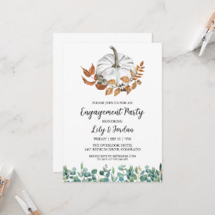 Invitation Citrouille blanc et Green Fall Engagement Party