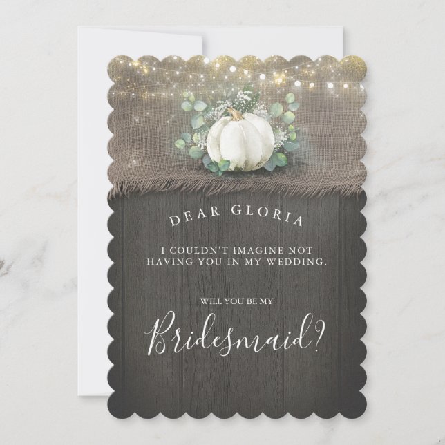Invitation Citrouille blanc Russe Pays Bridesmaid (Devant)