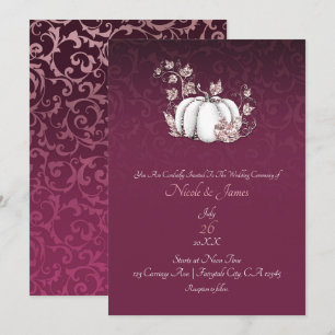 Invitation Citrouille blanche framboise rose or élégant maria