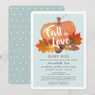 Invitation Citrouille Bleu Chute en amour Baby shower Drive-b