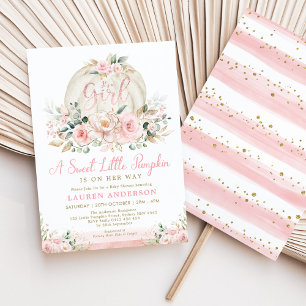 Invitation Citrouille Blush Rose Gold Floral Girl Baby shower
