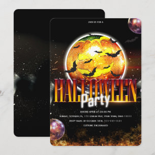 Invitation Citrouille boule disco Halloween effrayant