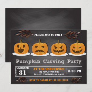 Invitation Citrouille Carving Halloween Cute Spooktacular Par