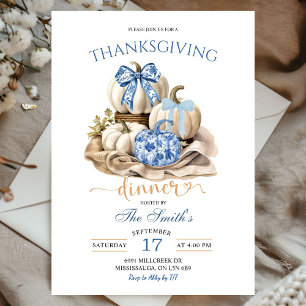 Invitation Citrouille Chinoiserie Thanksgiving Dîner