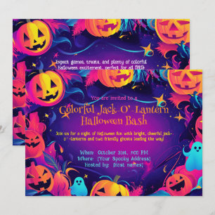Invitation 🎃Citrouille Colorée Halloween Fête