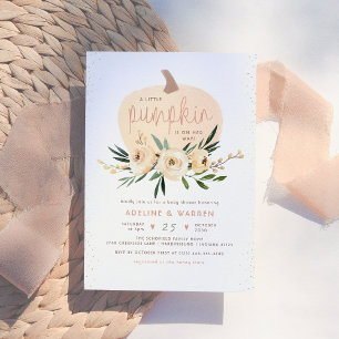 Invitation Citrouille Couples Baby shower rose & or moderne