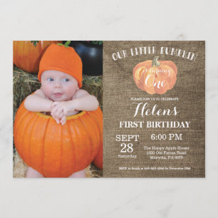 Invitation Citrouille d'anniversaire Burlap