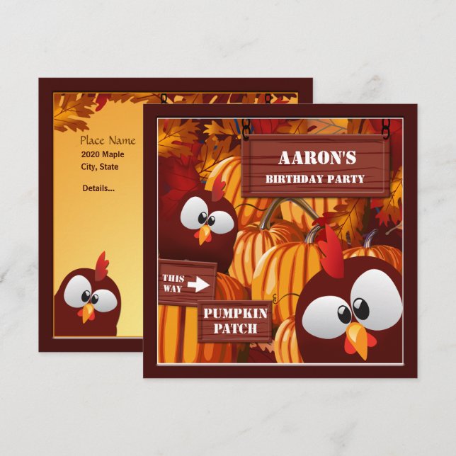 Invitation Citrouille d'anniversaire d'Halloween Patch Kid's (Devant / Derrière)