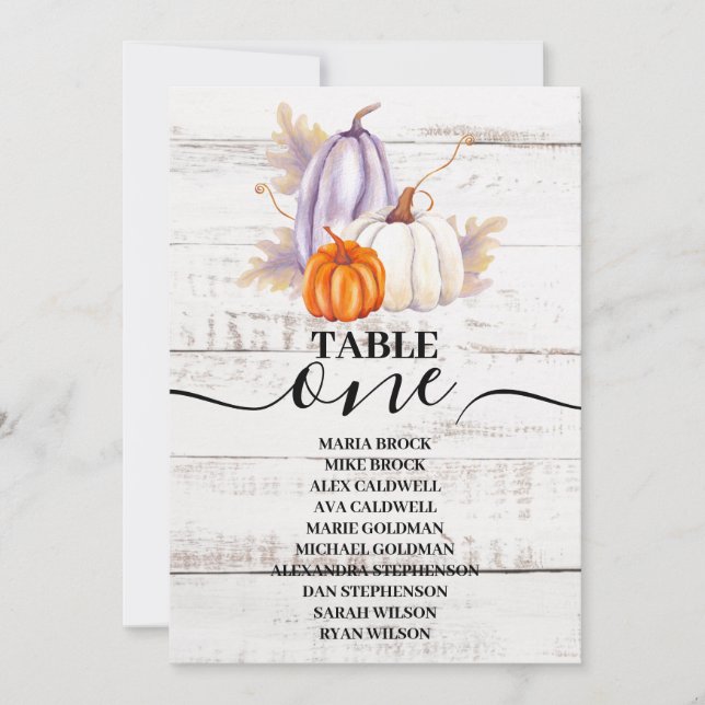 Invitation Citrouille d'aquarelle en bois blanc rustique Tour (Devant)