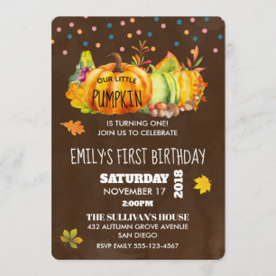Invitation Citrouille d'aquarelle et feuilles de automne sais