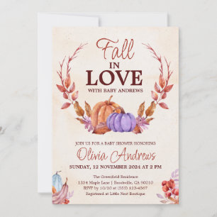Invitation Citrouille d'aquarelle Floral Chute en Baby shower