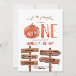 Invitation citrouille d'aquarelle "un" 1er anniversaire