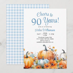 Invitation Citrouille d'automne 90e anniversaire Félicitation