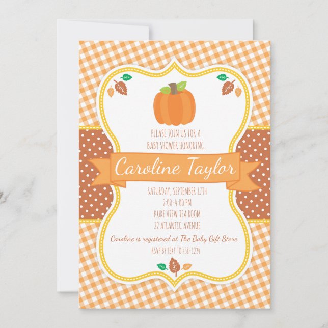 Invitation Citrouille d'automne Baby shower (Devant)