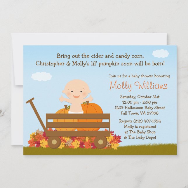 Invitation Citrouille d'automne Baby shower (Devant)