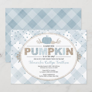 Invitation citrouille d'automne en vichy confetti baby shower