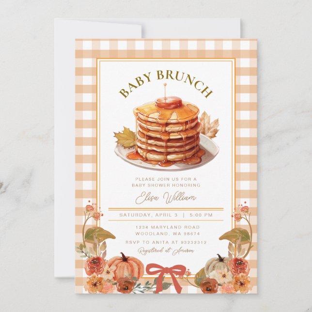 Invitation Citrouille d'automne Pancake Baby shower Brunch (Devant)