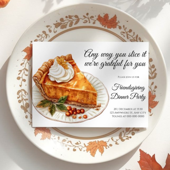 Invitation Citrouille d'automne Pie Thanksgiving (Créateur téléchargé)