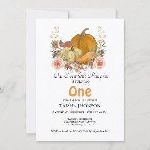 Invitation Citrouille d'automne premier anniversaire