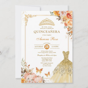 Invitation Citrouille d'automne Quinceañera Princess Mis Quin