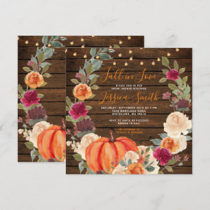 Invitation Citrouille de bois Orange Chute en Amour Fête des 