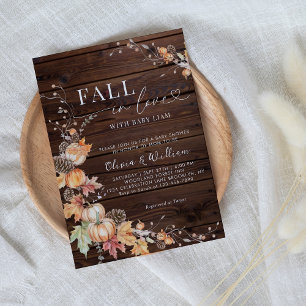Invitation Citrouille de bois rustique chute dans le Baby sho
