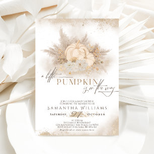 Invitation Citrouille de chute d'aquarelle Boho Pampas Baby s