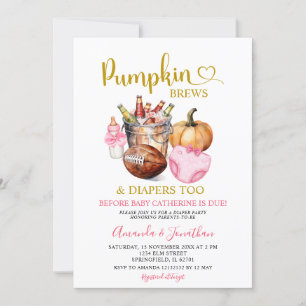 Invitation Citrouille de couche rose Brews Girl Automne Sexe 