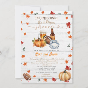 Invitation Citrouille de football en bois blanc Chute Douche