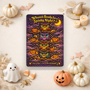 Invitation Citrouille de hibou d'Halloween fantaisiste de nui