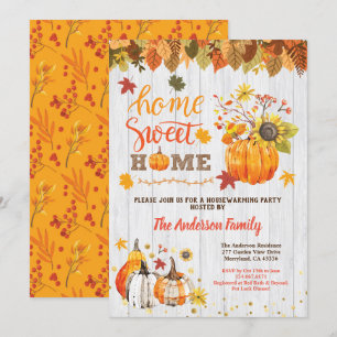 Invitation Citrouille de la fête de chauffe bois rustique chu