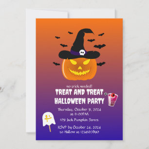 Invitation Citrouille de la fête d'Halloween Jack o’ Lantern