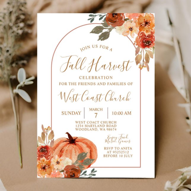 Invitation Citrouille de la récolte d'automne, communauté de  (Créateur téléchargé)