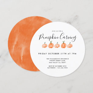 Invitation Citrouille de l'aquarelle moderne sculpter Hallowe