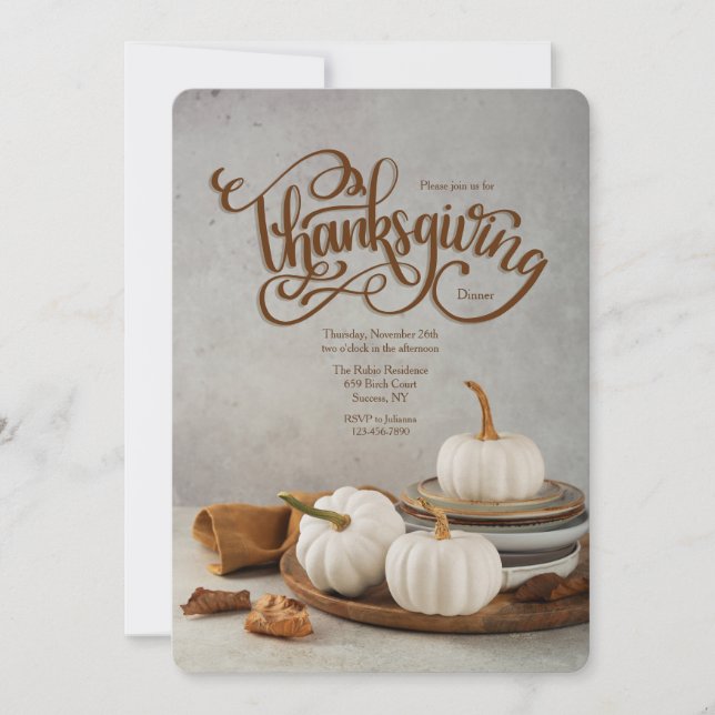 Invitation Citrouille de Thanksgiving (Devant)