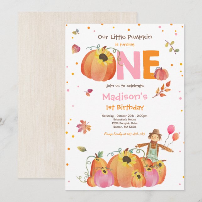 Invitation Citrouille de tournesol d'automne Citrouille d'ann (Devant / Derrière)