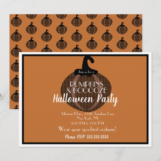 Invitation Citrouille d'Halloween adulte (Devant / Derrière)