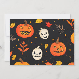 Invitation Citrouille d'Halloween amusant et Feuilles Imprime