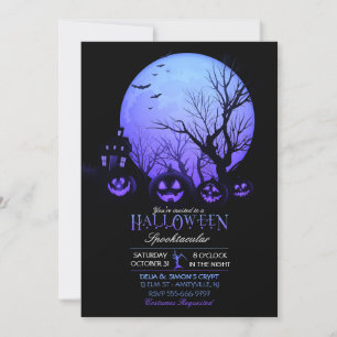 Invitation Citrouille d'Halloween effrayante sous la pleine l