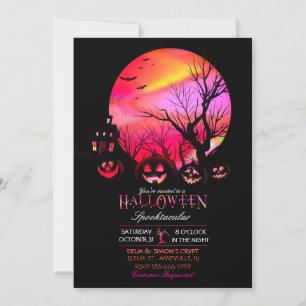 Invitation Citrouille d'Halloween effrayante sous la pleine l