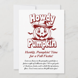Invitation Citrouille d'Halloween : Howdy Pumpkin Drôle