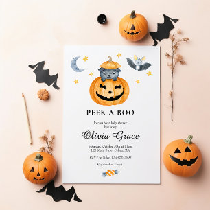 Invitation Citrouille d'Halloween Jack-o-lantern Baby shower 