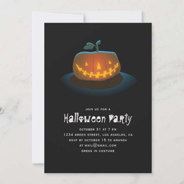 Invitation Citrouille d'Halloween | Jack-o'-lantern Éffrayant (Devant)