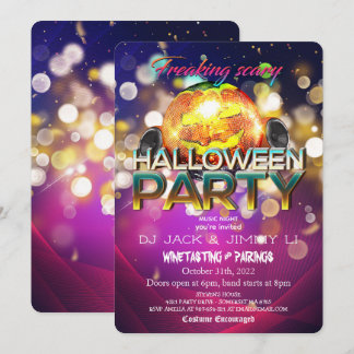Invitation Citrouille disco boule Halloween complètement effr
