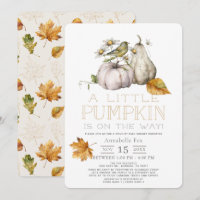 Citrouille d'oiseau Automne Aquarelle Baby shower 