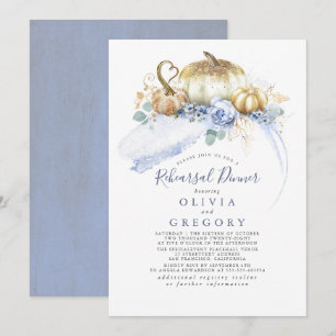 Invitation Citrouille d'or Dusty Blue Automne Dîner de répéti