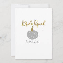 Invitation Citrouille dorée grise équipe de mariée moderne au