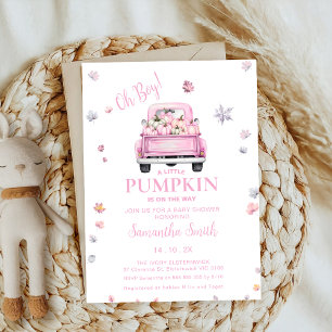 Invitation citrouille doux baby shower de chute rose coquette