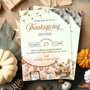 Invitation Citrouille du dîner de Thanksgiving rustique